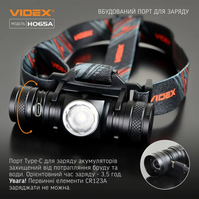 6 - Налобний світлодіодний ліхтар VIDEX 1200Lm 5000K