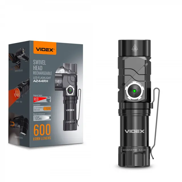 1 - Портативний світлодіодний ліхтарик VIDEX 600Lm 5000K з кріпленням на голову