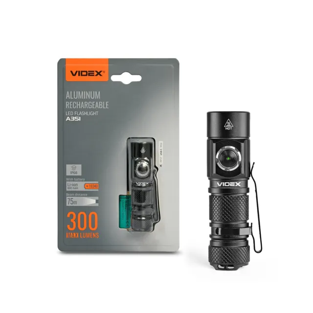 1 - Портативний світлодіодний ліхтарик VIDEX 300Lm 5000K