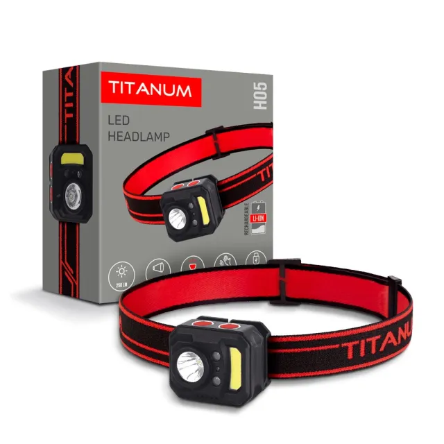 1 - Налобний світлодіодний ліхтар TITANUM 250Lm 6500K