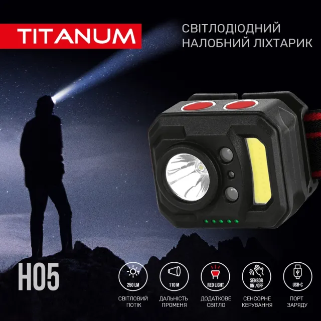 3 - Налобний світлодіодний ліхтар TITANUM 250Lm 6500K