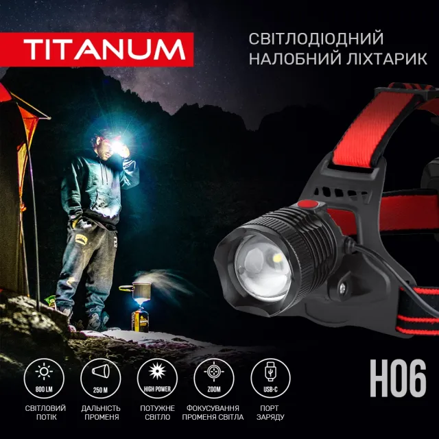 8 - Налобний світлодіодний ліхтар TITANUM 800Lm 6500K