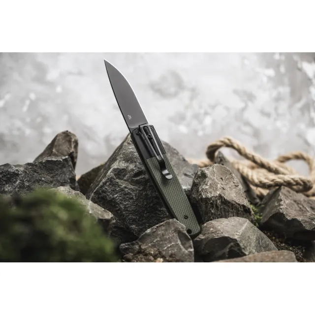 9 - Ніж складаний Ganzo G721B-GR зелений, чорний клинок