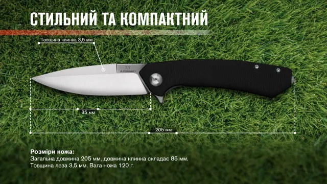 8 - Нож складной Adimanti by Ganzo (Skimen design), черный