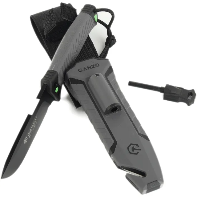 3 - Ніж з паракордом Ganzo G8012V2-GY, сiрий