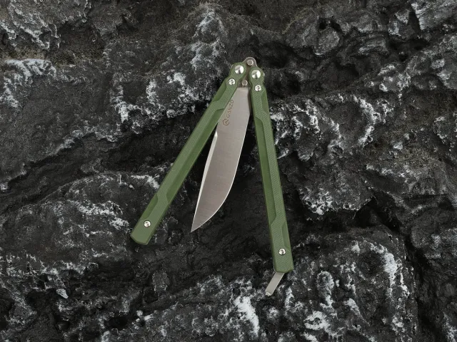 4 - Нiж метелик (балiсонг) Ganzo G766-GR, зелений