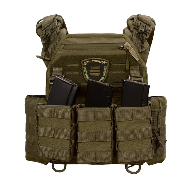 2 - Плитоноска Warmor Gen.3 Pro з системою швидкого скидання. (Комплект 3 підсумки) Molle. Колір Олива