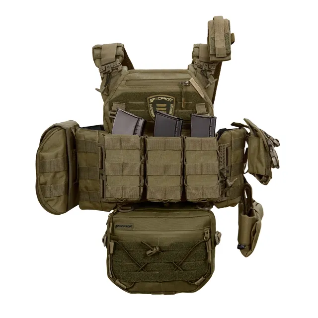 2 - Плитоноска Warmor Gen.3 Pro Max. Система швидкого скидання. (Комплект 7 підсумків). Колір Олива