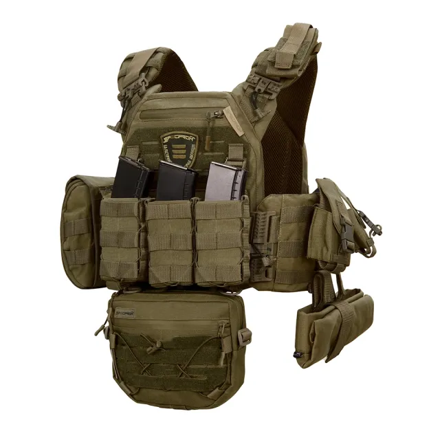 1 - Плитоноска Warmor Gen.3 Pro Max. Система швидкого скидання. (Комплект 7 підсумків). Колір Олива