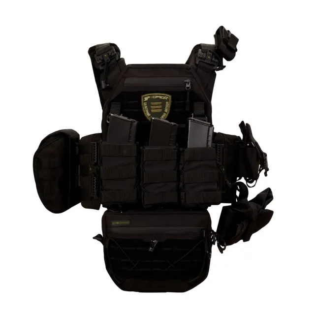 2 - Плитоноска Warmor Gen.3 Pro Max. Система швидкого скидання. (Комплект 7 підсумків). Колір Чорний