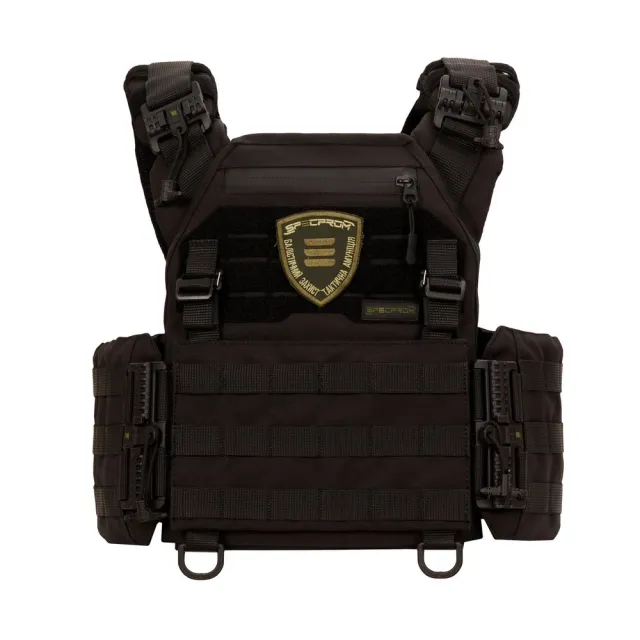 5 - Плитоноска Warmor Gen.3 Pro з системою швидкого скидання. (Комплект 3 підсумки) Molle. Колір Чорний