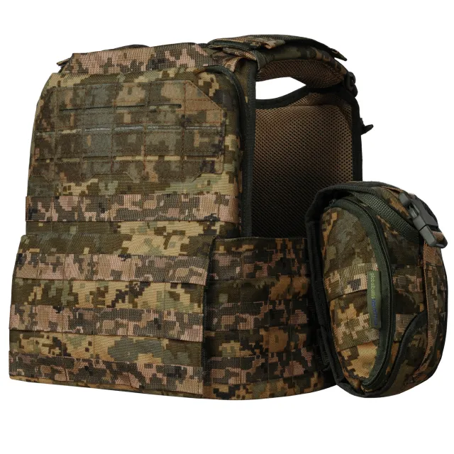 4 - Плитоноска Ares Gen.2. (Комплект 7 подсумков) с системой быстрого сброса. Molle. Цвет Пиксель