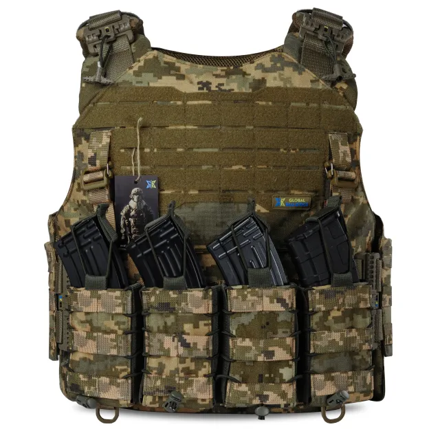 2 - Плитоноска Warmor Gen.4 (Комплект 4 підсумки) з системою швидкого скидання. Molle. Колір Пиксель