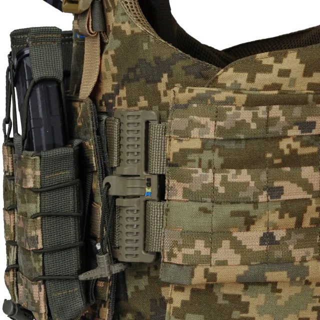 9 - Плитоноска Warmor Gen.4 (Комплект 4 підсумки) з системою швидкого скидання. Molle. Колір Пиксель
