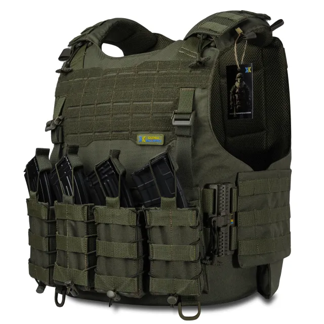 1 - Плитоноска Warmor Gen.4 (Комплект 4 підсумки) з системою швидкого скидання. Molle. Колір Олива