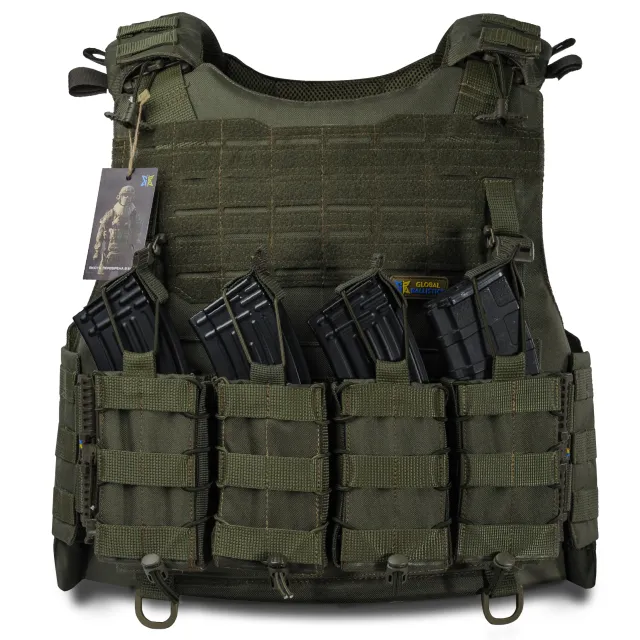 2 - Плитоноска Warmor Gen.4 (Комплект 4 підсумки) з системою швидкого скидання. Molle. Колір Олива