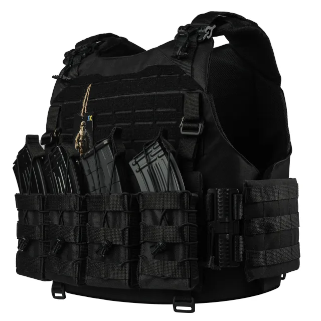 1 - Плитоноска Warmor Gen.4 (Комплект 4 підсумки) з системою швидкого скидання. Molle. Колір Чорна