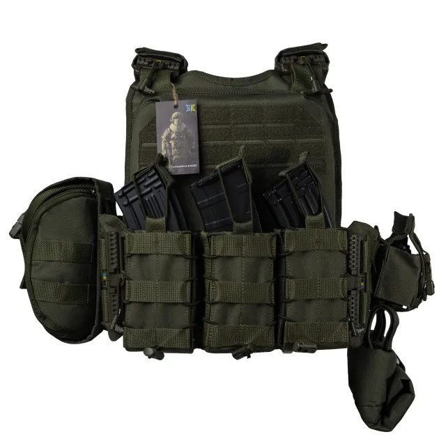 2 - Плитоноска Ares Gen.2. (Комплект 7 підсумків) з системою швидкого скидання. Molle. Колір Олива