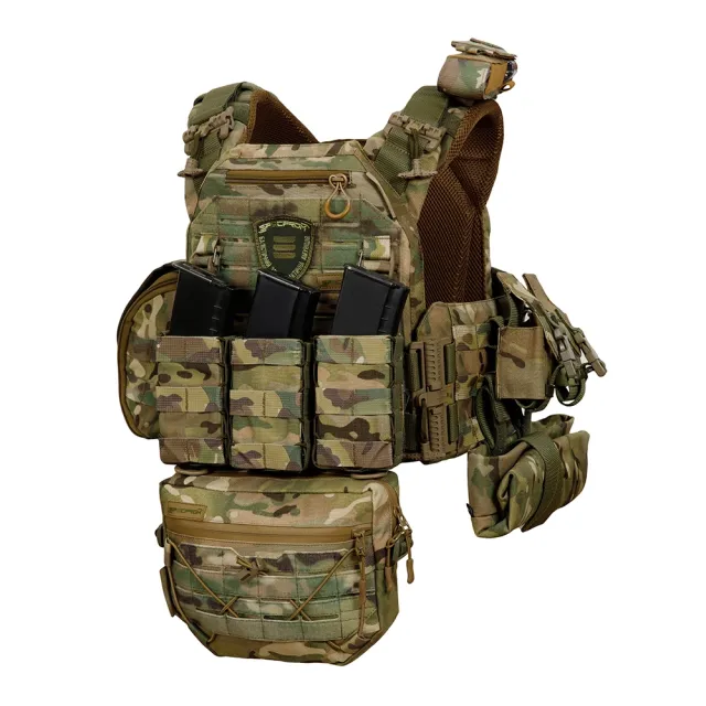 1 - Плитоноска Warmor gen.3 Pro Max XL Мультикам. Система швидкого скидання. 7 підсумок. (Великого розміру)