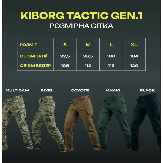 10 - Тактичні штани Kiborg Gen.1. Чорний