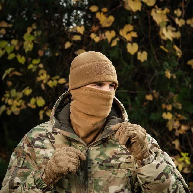 8 - Шапка флисовая M-Tac Watch Cap Elite с Velcro. Койот
