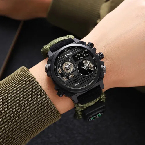 4 - Годинник наручний SKMEI 2202AG PARACORD. Олива