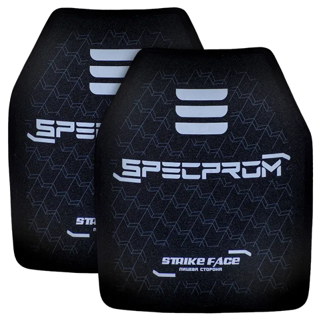 1 - Комплект поліетиленових бронеплит SPECPROM 3-го класу. Вага 1,77 кг. Розмір 27,5 на 35 см. Чорна. 2 шт.