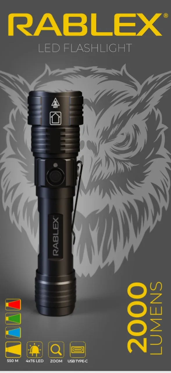 3 - Ліхтар ручний Rablex RB915 (білий+червоний+синій+зелений)