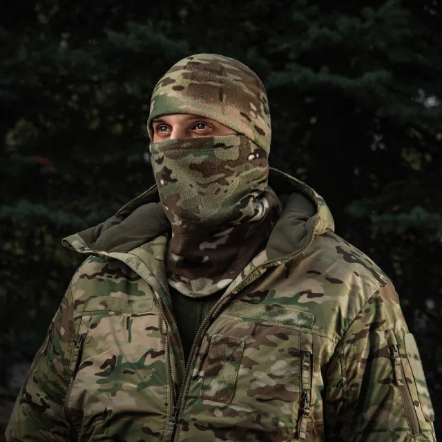 7 - Флисовый бафф, шарф M-Tac Elite Fleece анатомический с затяжкой. Мультикам