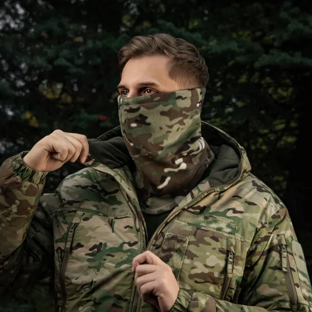 8 - Флисовый бафф, шарф M-Tac Elite Fleece анатомический с затяжкой. Мультикам
