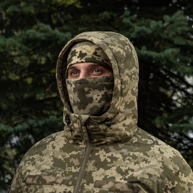 6 - Флисовый бафф, шарф M-Tac Elite Fleece анатомический с затяжкой. Пиксель