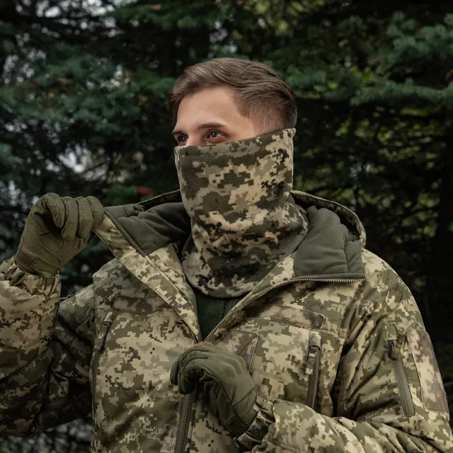 8 - Флисовый бафф, шарф M-Tac Elite Fleece анатомический с затяжкой. Пиксель