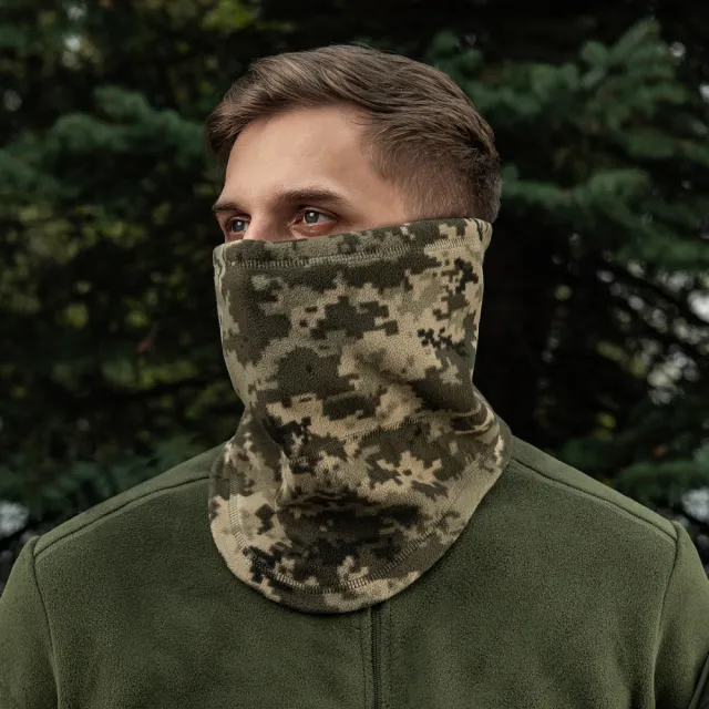 9 - Флисовый бафф, шарф M-Tac Elite Fleece анатомический с затяжкой. Пиксель