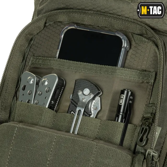 3 - Тактична сумка через плече M-Tac Urban Line City Hunter Hexagon. Олива