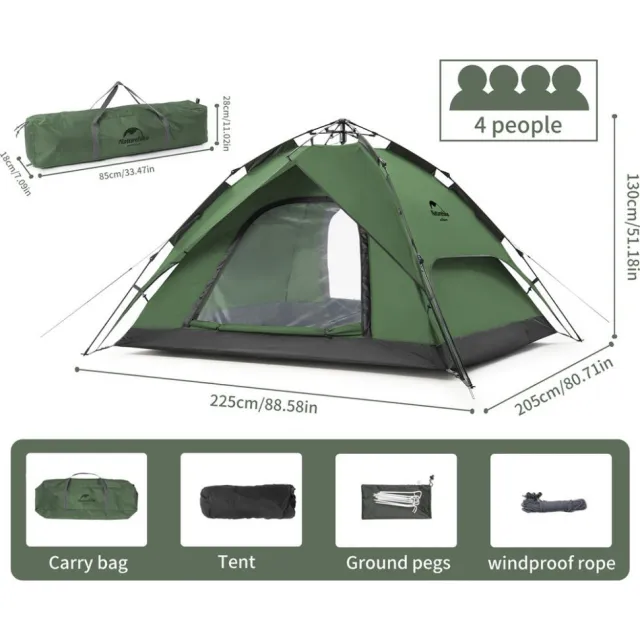 6 - Намет чотиримісний Naturehike NH21ZP008. Зелений