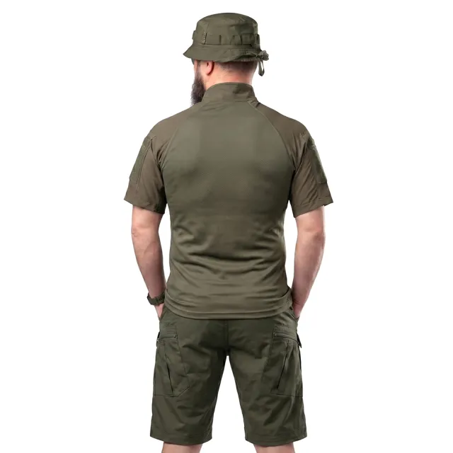 9 - Тактичний літній костюм з убаксом Combatant Raider Core короткий рукав та шортами Rip-Stop PolyCotton SPECPROM. Олива