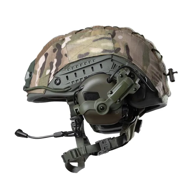 3 - Балістичний бронешолом FAST SPECPROM в кавері з навушниками Earmor M32 (X). Олива