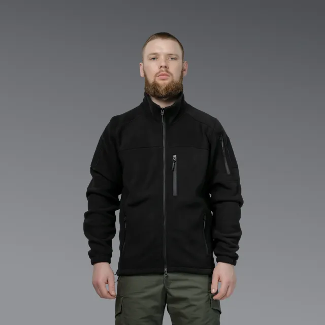 7 - Флісова тактична кофта на блискавці. Чорна. Polyester. Розмір XL