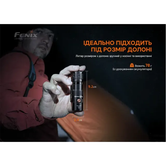 11 - Ліхтар ручний Fenix PD25R. Чорний