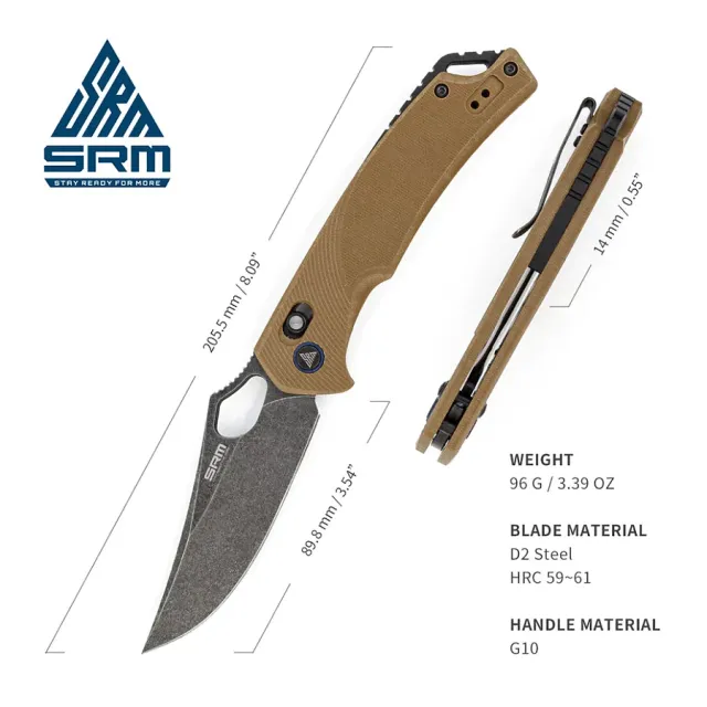 7 - Ніж складний SRM Retriever 9202-GW, коричневий