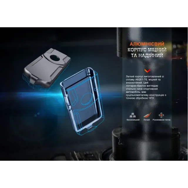 8 - Ліхтар наключний Fenix E03R V2.0. Синій