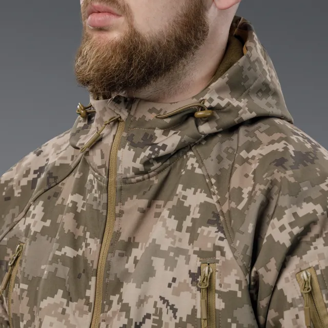 7 - Куртка тактична SoftShell APEX Flex. Осінь-Весна Піксель. Розмір M
