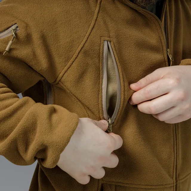 14 - Флісова тактична кофта з капюшоном. Койот. Polyester. Розмір S