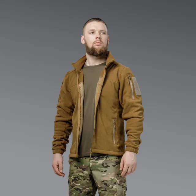 4 - Флісова тактична кофта на блискавці. Койот. Polyester. Розмір XL