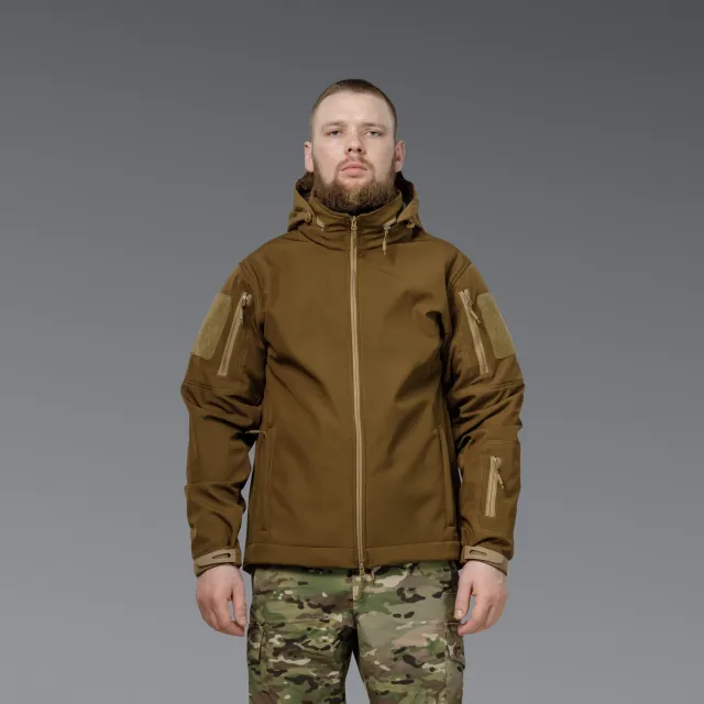 8 - Куртка тактична SoftShell APEX Shield Storm. Осінь-Весна Койот. Розмір L