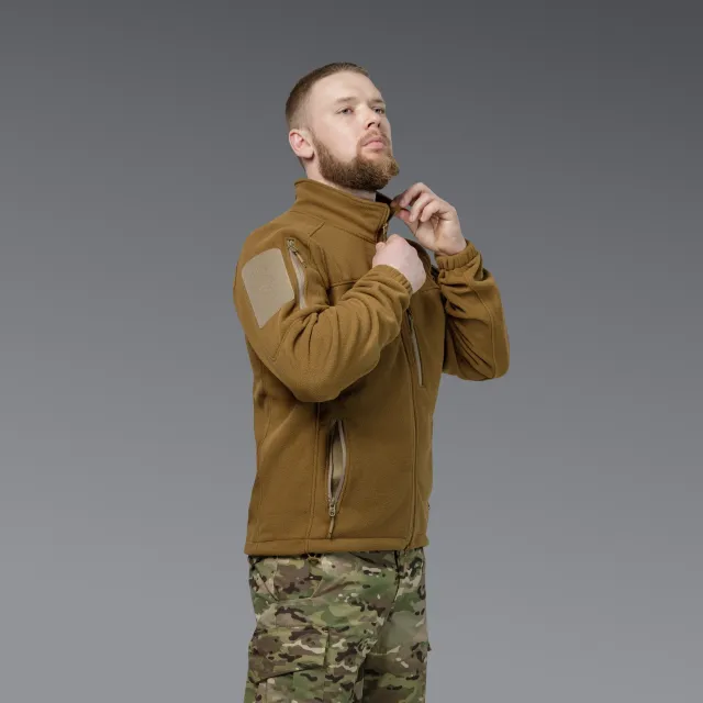 7 - Флісова тактична кофта на блискавці. Койот. Polyester. Розмір XL