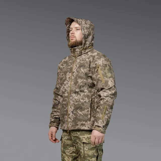6 - Куртка тактична SoftShell APEX Shield Storm. Осінь-Весна Піксель. Розмір L