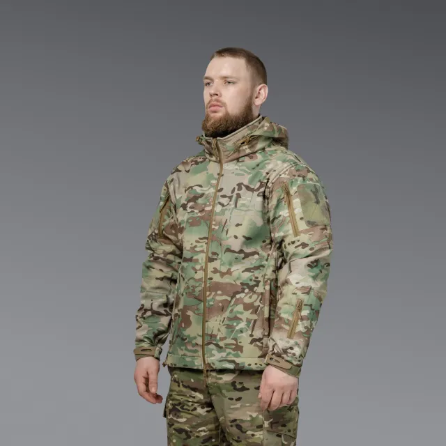 2 - Куртка тактична SoftShell APEX Shield Storm. Осінь-Весна Мультикам. Розмір S