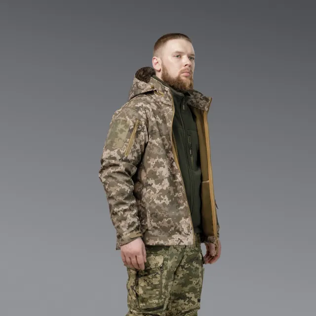 7 - Куртка тактична SoftShell APEX Shield Storm. Осінь-Весна Піксель. Розмір L