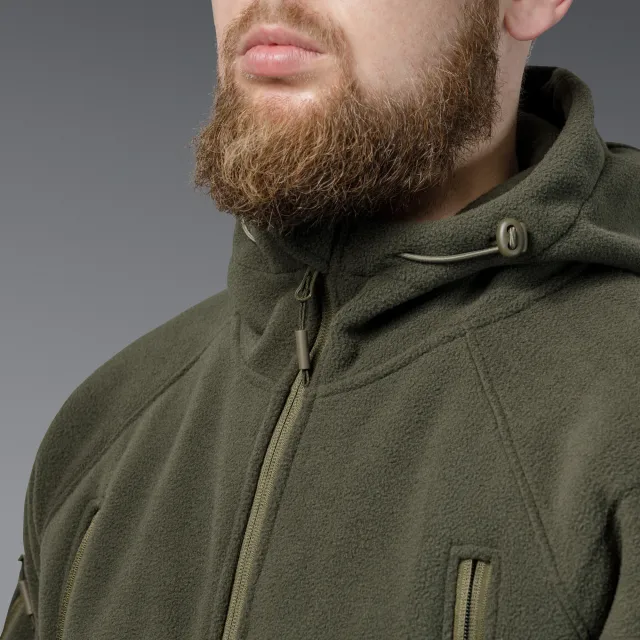 11 - Флісова тактична кофта з капюшоном. Олива. Polyester. Розмір S